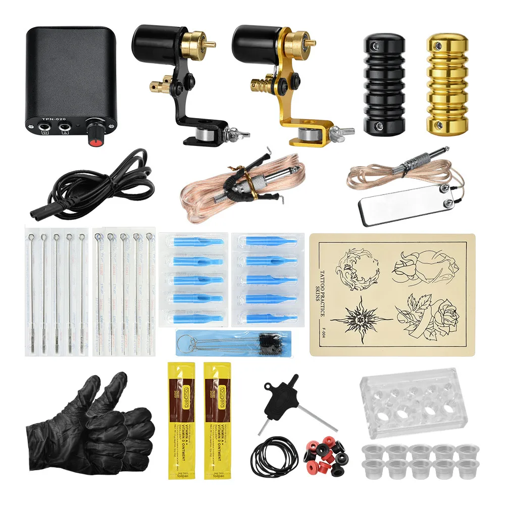 Tattoo Kit Rotary Tattoo Machine Shader & Liner Assorted Tatoo Motor Gun Kits Supply Permanent Makeup Maquiagem Tool Set for Artists