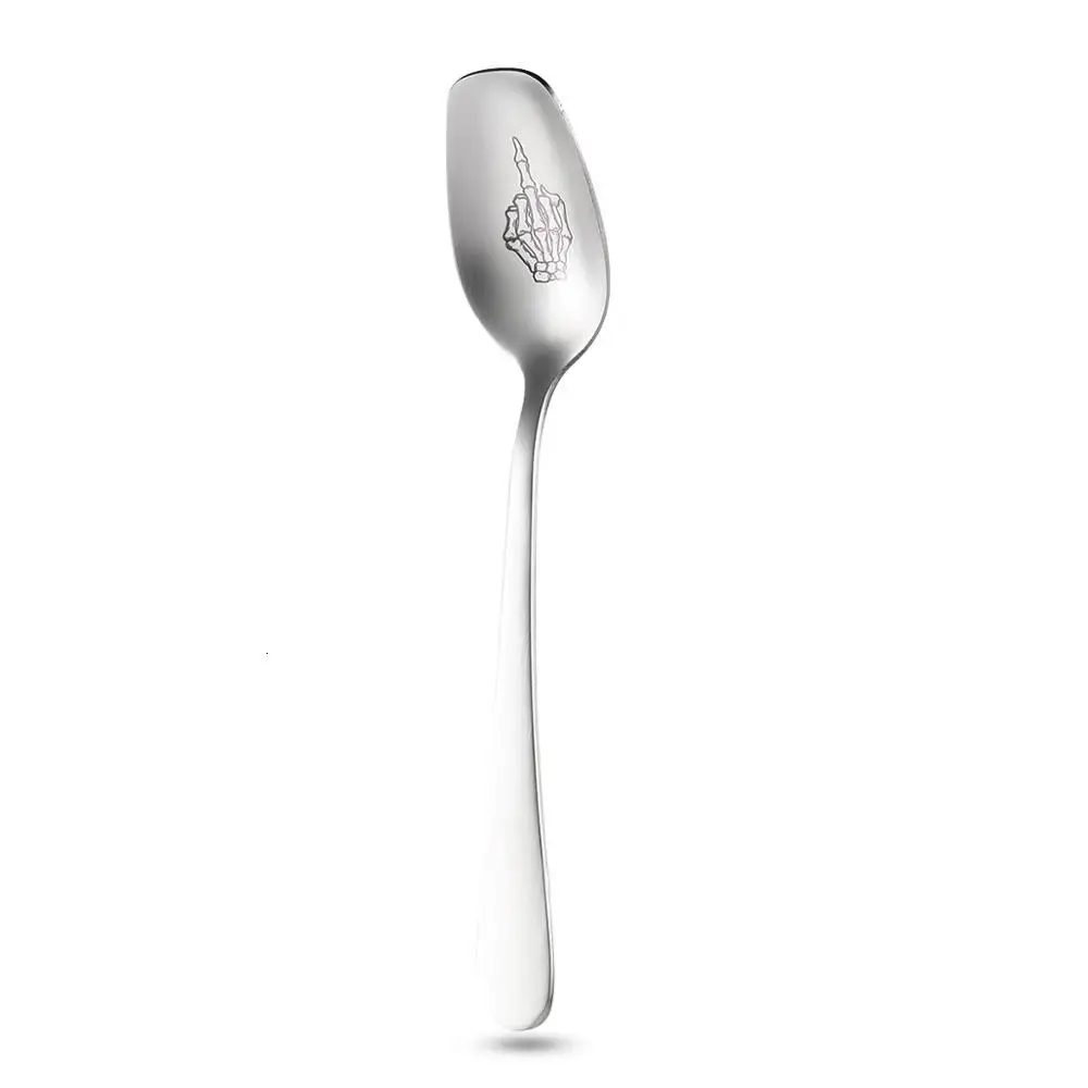 Skeleton spoon Высокое качество скелет череп печатных 18 см ложка из нержавеющей стали вилки Западная посуда кухонные принадлежности Кухонные гаджеты - Цвет: Skeleton spoon
