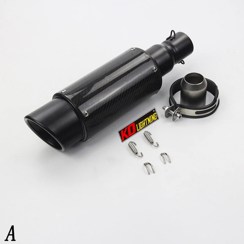 51mm Universal Motorcycle Exhaust Vent Pipe With Sliencer Stainless Steel Carbon Fiber 390mm Modified For ATV Street Bike - Image 2