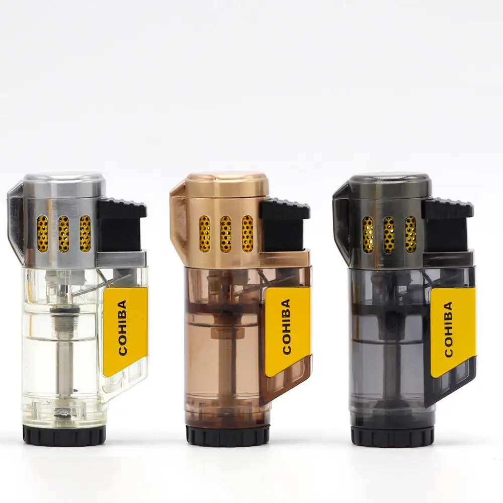 COHIBA 3-струйная фонарь жигалка для сигар герметичная пластиковая зажигалка