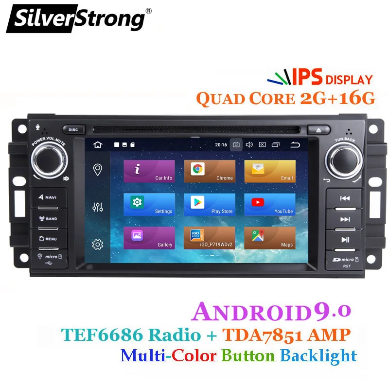 Discount SilverStrong 8Core 4G+64G Android9.0 Car DVD for Jeep Cherokee 2009 2008 2010 Wrangler car stereo for Dodge radio for Chrysler 4