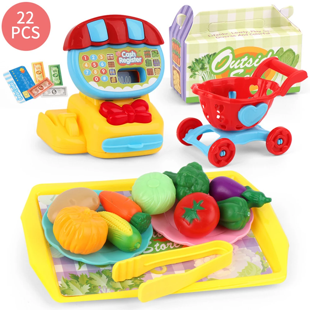 

Mini Supermarket Teaching Learning Play House Home Educational Toy Set Pretend Kids ABS Cash Register Simulation Children