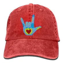 Американский язык жестов I Love You джинсовая шапка Регулируемая Женская милая бейсболка