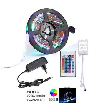 

IR Contoller+Adapter plug 5m 10m 15m 20m LED Strip Light RGB SMD5050 2835 DC12V Waterproof String Diode Flexible Ribbon for part