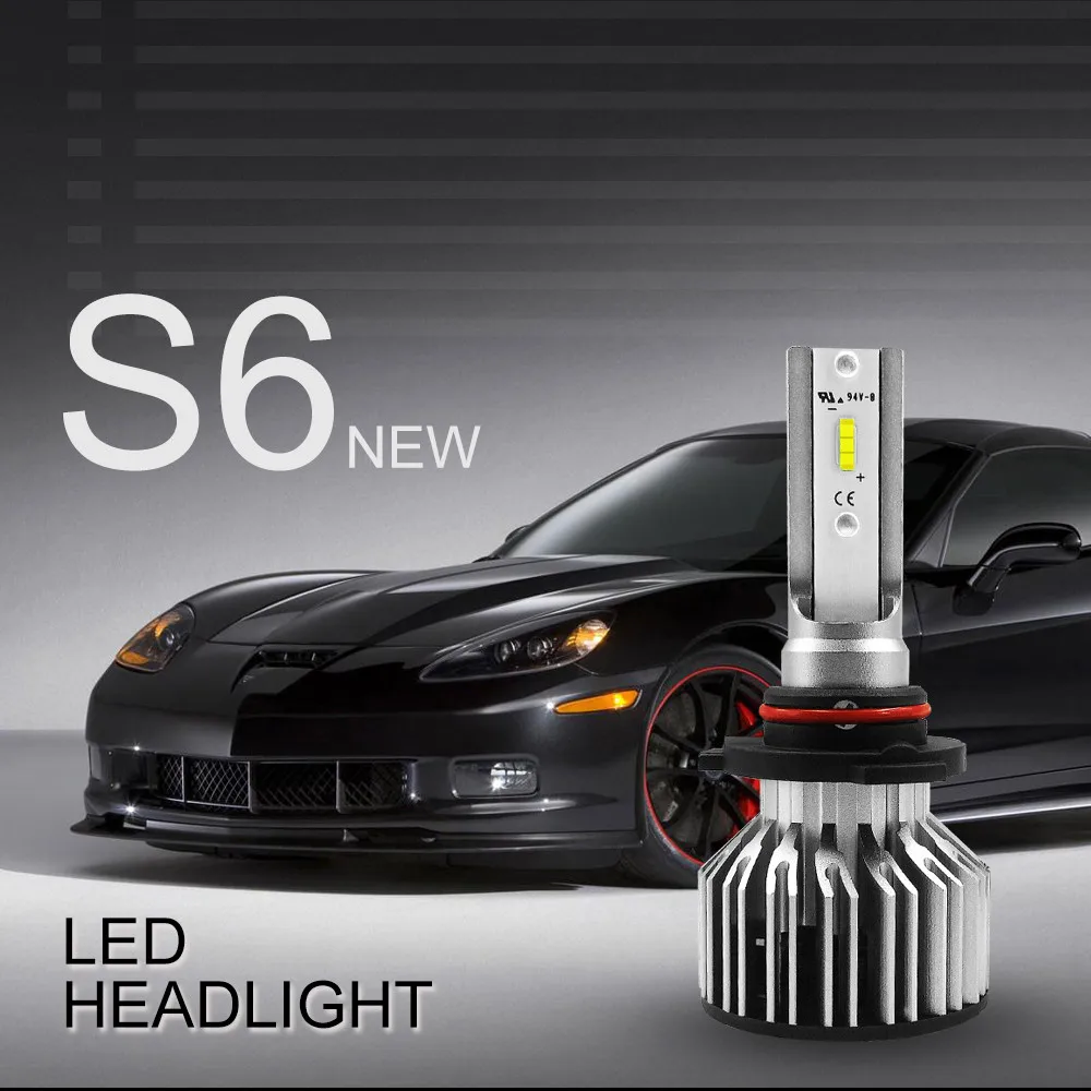 

kongyide car light S6 CSP 7600LM H1 H4 H7 H10 H11 HB4 LED Headlight Conversion Kit Car Beam Bulb Driving 6000K DRL Fog light