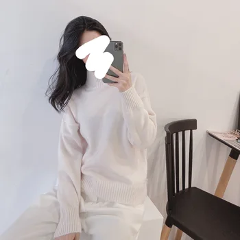 

Winter new women's soft fairy sheep wool blend pure color brushed soft waxy women's sweater Pullover women sweater