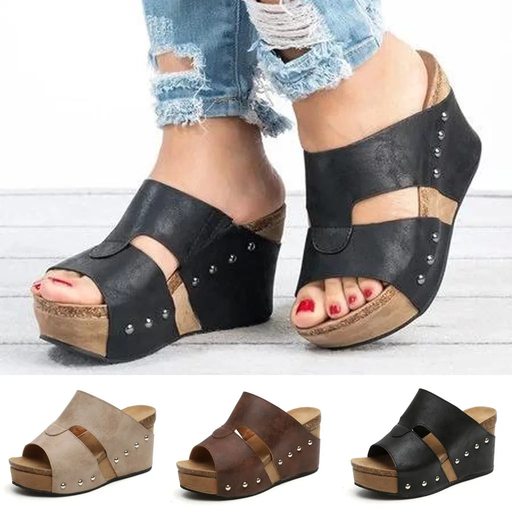 

Women Summer Beach Sandals Boho Casual Wedges Shoes Thick Slipper Slippers Female Summer Outdoor Slippers Leisure Shoes