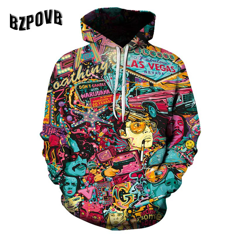 

2019 new fun supernatural hoodie male / female 3D printing hoodie casual long sleeves with hat street tops