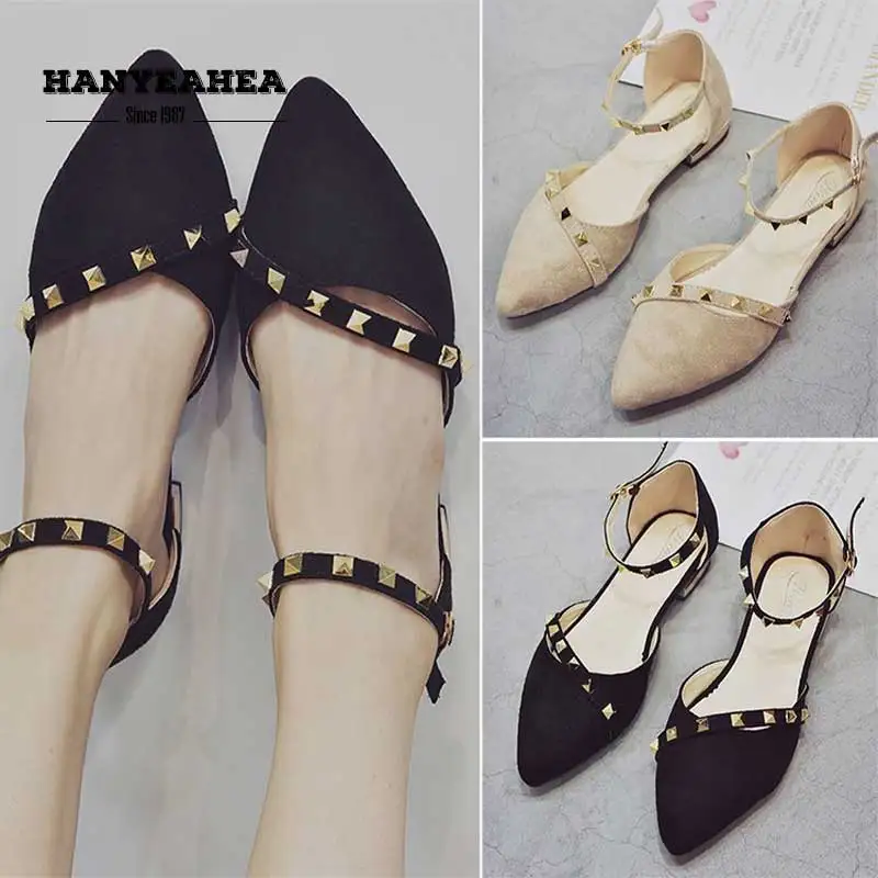 

Flock Chaussure Femme Leisure Fashion Women's Shoes For Elegane Sweet Rivet Pointed Toe Flock Chaussure Femme
