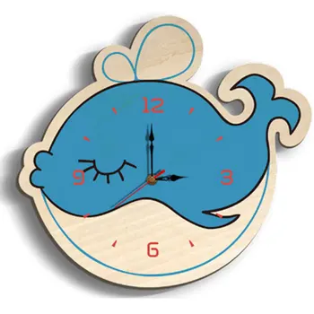 

Creative Wooden Prints Clocks Kindergarten Whale Print Wall Clock Creative Cartoon Best Selling Wall Clock