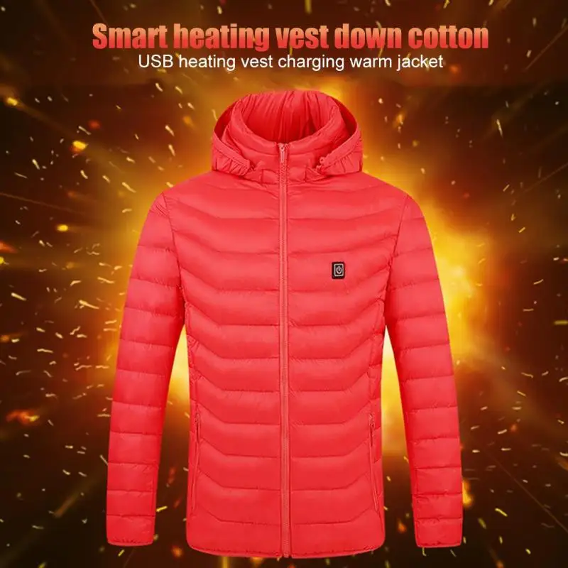 

High Quality Heated Jacket Down Cotton USB Electric Unisex Outdoor Winter Thermal Heating Hooded Coat