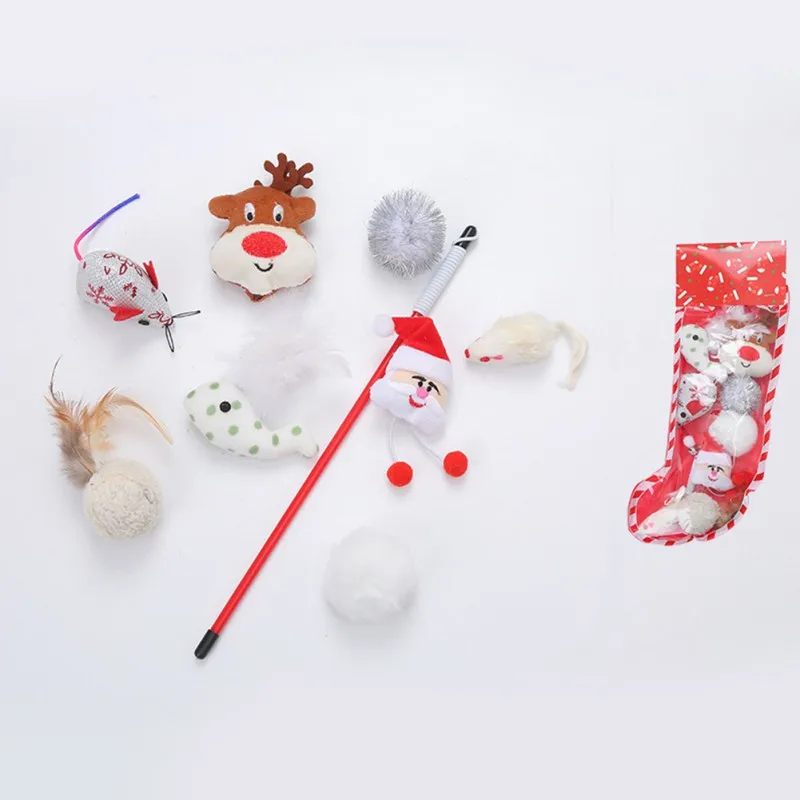 

Pet Cat Toy Christmas Set PE Socks Packaging Set Funny,at Play Toy for Kittens, Mouse Shape Balls#24