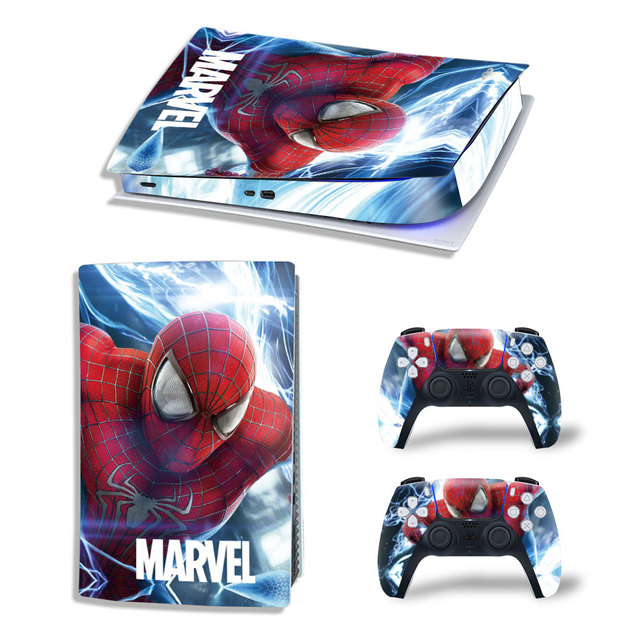 SpiderMan PS5 Digital Edition Skin Sticker Decal Cover for PlayStation 5 Console and 2 Controllers PS5 Skin Sticker Vinyl