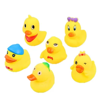 

6pcs Duck Bath Toy Animals Swimming Water Toys Colorful Soft Floating Rubber Duck Squeeze Sound Squeaky Bathing Toy For Baby