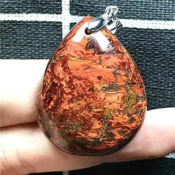 

Top Natural Red Pietersite Pendant Jewelry For Woman Man Crystal 36x29x9mm Water Drop Beads Silver Namibia Power Stone AAAAA