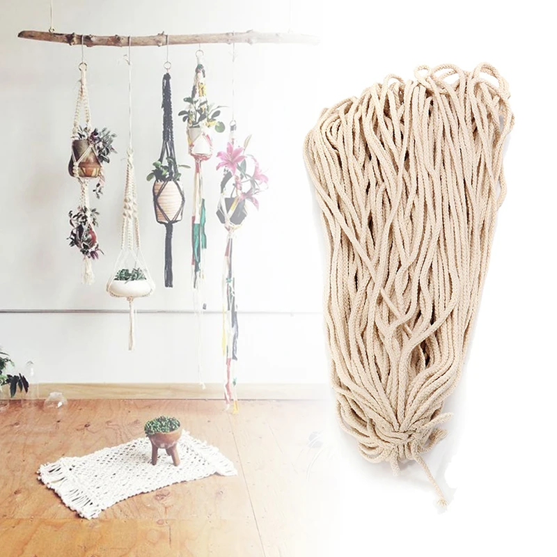 

5mm Macrame Rope Natural Beige Cotton Twisted Cord Artisans Hand Craft 100M Cotton Thick Cords For Handmade Decorative