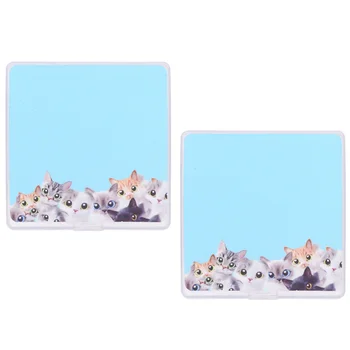 

2Pcs Mask Storage Box Dustproof Coin Bill Container Portable Jewelry Storage Box Mask Container (Cat)