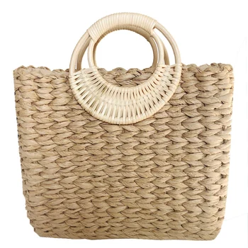 

Women Half Moon Straw Handbag Female Summer Beach Bag Handmade Beach Handbags Knitted Hand Bags Bali Bohemian Bolsas