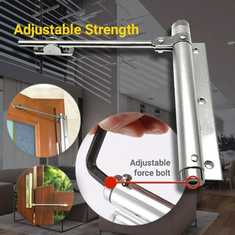Security Spring Door Closer Adjustable Automatic Strength Hinge Durable 
