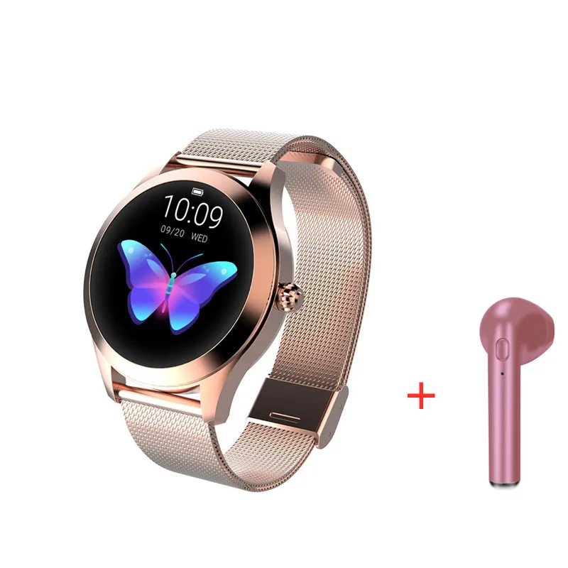 Смарт-часы KW10 мониторинг сердечного ритма сна bluetooth samrt band IP68 Водонепроницаемый Женский цикл напоминание IOS Android Smartwatch - Цвет: add BT headset