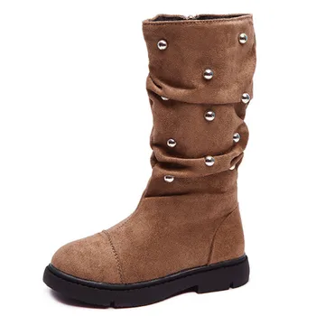 

Kids Snow Boots For Girls Genuine Leather Tassel Kids Fashion Princess Boots Girls Rhinestone Fringe Children Winter Shoes