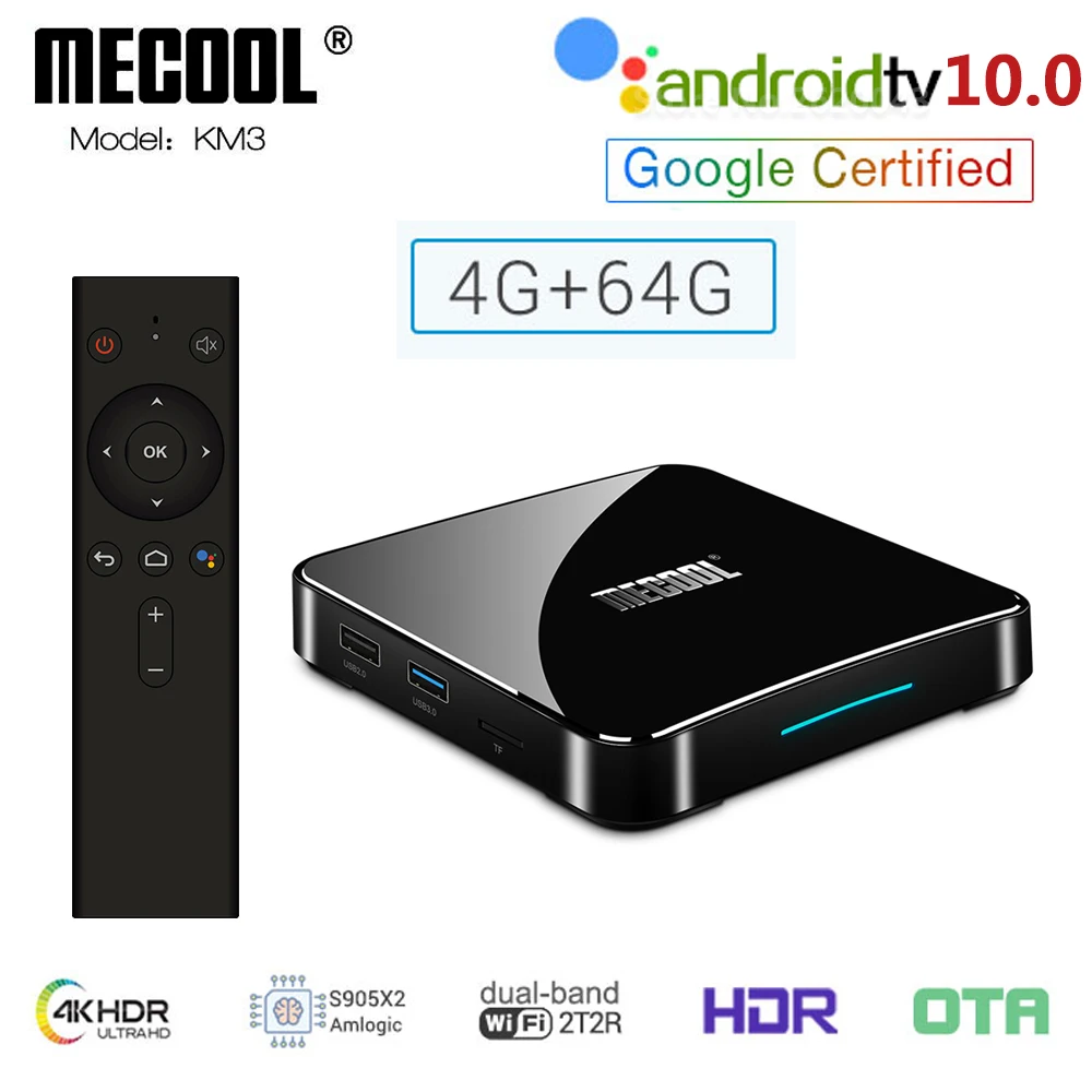 ТВ-приставка KM3 A TV Amlogic S905X2 Android 10 0 4 Гб DDR4 64 128 ГБ ROM 2 4G 5G WiFi Bluetooth 4K HD 9 Smart Media Player |