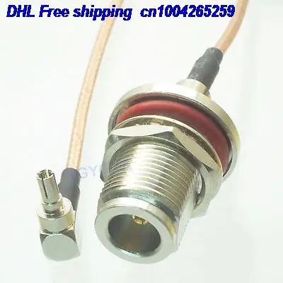 

DHL 50pcs CRC9 male plug right angle to N female bulkhead RG316 Jumper pigtail 12" cable 22j