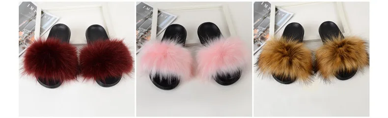 Kids Fur Slippers Girl Fluffy Faux Raccoon Fur Slides Furry Home Floor Flip Flops Children Summer Shoes Girls Fur Sandals CSH953 children's sandals near me