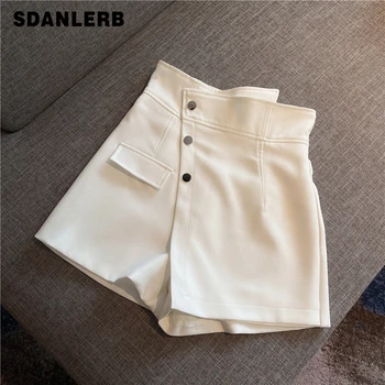 

Short Pants Women High Waist Irregular Pants A- Line Short Women's White Black Boots Pants