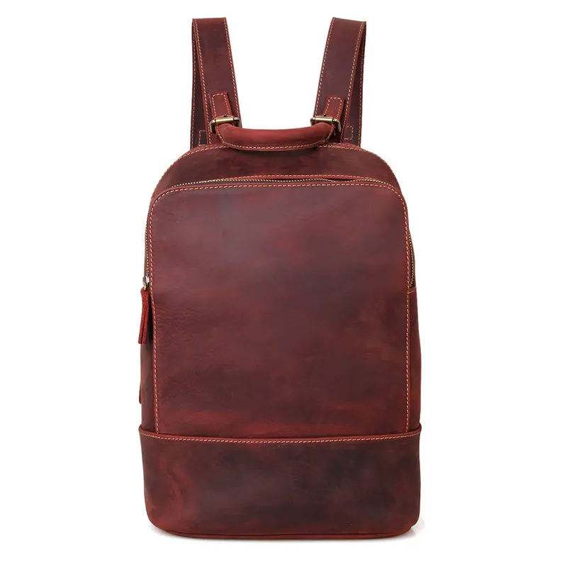 Топ Crazy Horse из натуральной кожи для женщин и мужчин рюкзак из воловьей кожи Mochila школьный рюкзак для подростков 14 дюймов Сумка для ноутбука - Цвет: Коричневый