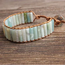 LanLi натуральные ювелирные изделия амазониевый камень вязаный браслет для мужчин и женщин давая подарки и самоиспользование