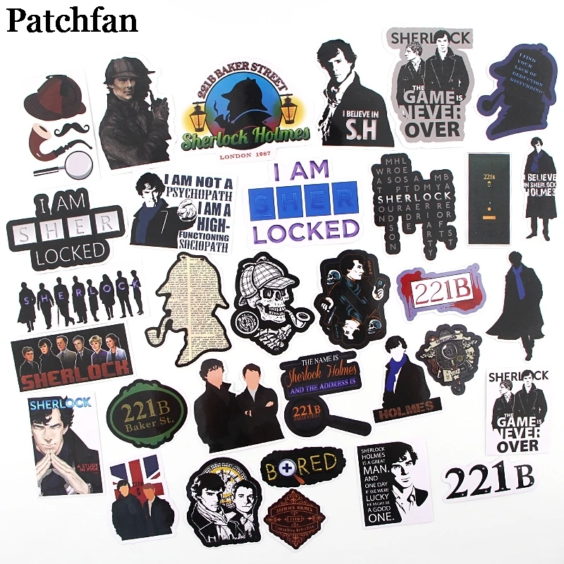12 компл./лот Patchfan 32 шт./компл. Шерлок детские игрушечные наклейки пакет для DIY Скрапбукинг багаж телефон Блокнот Наклейка Водонепроницаемый A2295