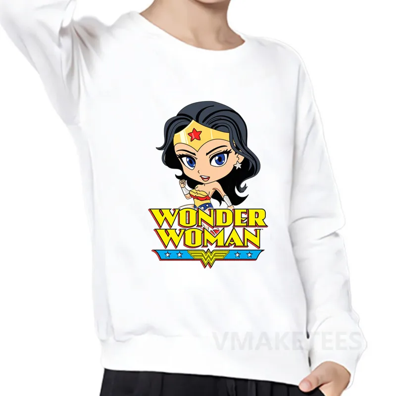 Детские толстовки с капюшоном с героями мультфильмов Wonder Woman хлопковая Осенняя толстовка для мальчиков и девочек забавная одежда для малышей KYT5211 - Цвет: 5211A-White