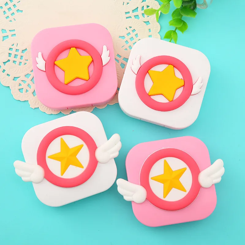 

Vogvigo Pink Eye Contacts Cardcaptor Sakura Invisible Glasses Case with Mirror Contact Lens Case Mini Storage Box Magic Scepter