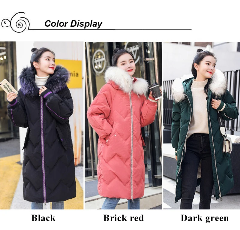 Новая мода длинное пуховое пальто парка для женщин зима осень женский длинный пуховик с капюшоном меховой воротник большой размер плюс Siz