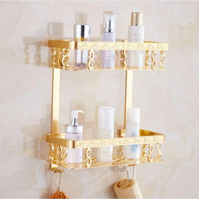 Bathroom Shelf Corner Basket Gold Shower Caddy for Shampoo Soap