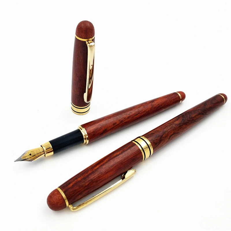

Luxury Flower Pear Mahogany Fountain Pen Iraurita Creative Red Wood Medium Writing Pens Gifts School Stationery Supplies