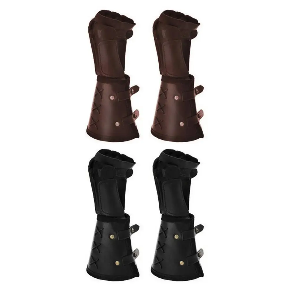 Medieval Samurai Leather Armor Bracer Long Gloves Men Cosplay Knight Gauntlet Wristband Accessories Vambraces Arm Cuff Armor samurai leather gloves