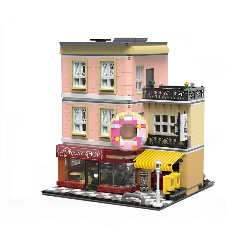

MOC City Street View Series The Bake Shop Building Blocks Model Kits Cafe Cake Store Compatible Legoing For Kids Toys Child Gift