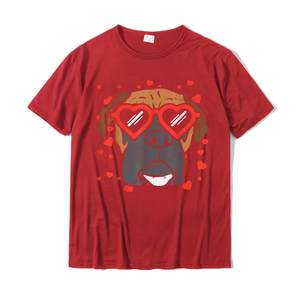 CoolDesign Short Sleeve Tops Shirt Mother Day Plain O-Neck Pure Cotton T Shirt Men T Shirt Family  Free Shipping Heart Glasses Boxer Face Cute Valentines Day Dog Lover Gift T-Shirt__19830 red