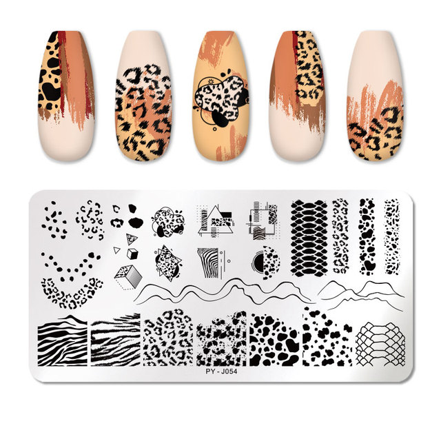 PICT YOU 6cm * 6cm Square Leopard Nail Stamping Plates Animal Patterns Stencil Tools Stainless Steel Nail Art Stamp Design