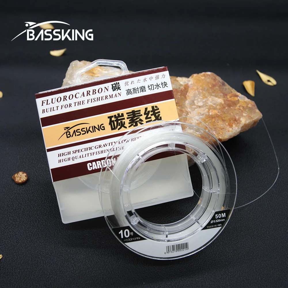 

BASSKING 1#-10# Fluorocarbon Line 50m 100m Front Fishing Line Transparent High Abrasion Monofilament Pesca LinhaCarbon Wire