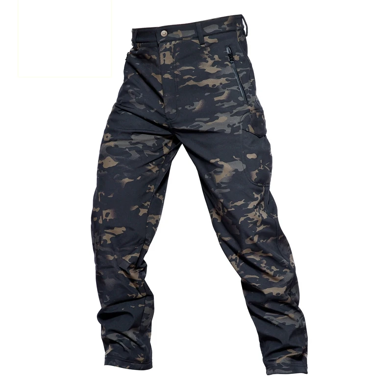 Winter Fleece Shark Skin Soft Shell Tactical Pants Military Camouflage Pants Men Windproof Waterproof Warm Camo Army Pants S-3XL