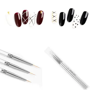 

3pcs/set Ultra-thin Painting Pen Tips Striping Plastic DIY Carved Crystal Pull Wire Flower Dotting Drawing Nail Art Liner Brush