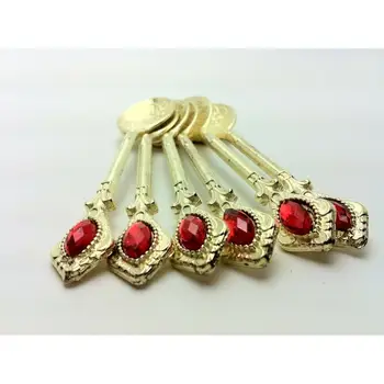 

Tea spoons 6 piece decorative gift crystals colorful antique look fancy gold