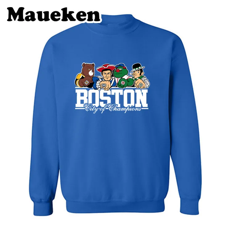 Мужские толстовки с капюшоном Boston City для Новой Англии Celtics Bruins Red Sox Comic мультфильм толстовки толстый круглый воротник Осень Зима W19012