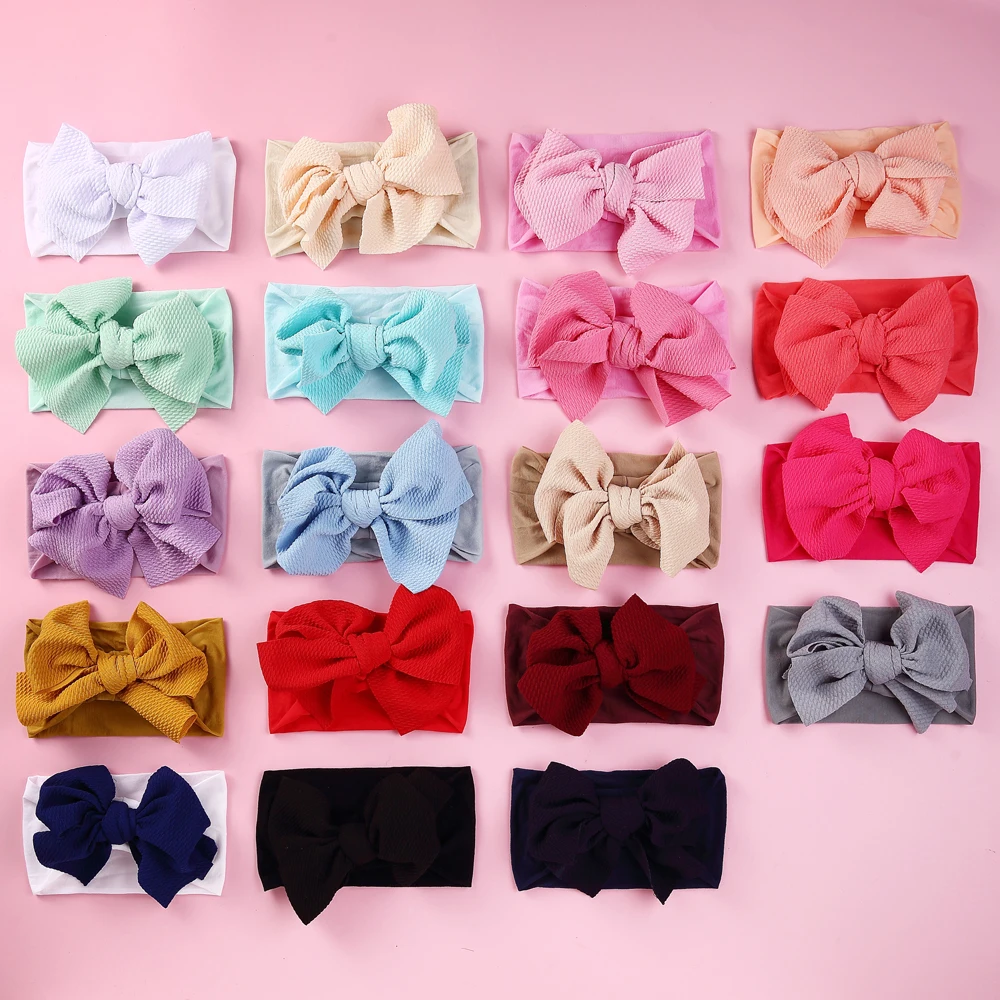 

19pc Baby Accessories Infant Toddler Girls Nylon Headband Cute Soft Bow Headwraps Newborn Solid Headwear Wholesale Baby Turban