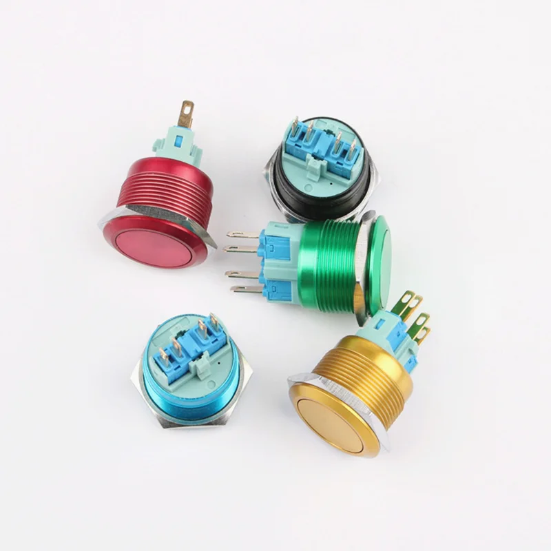 

22mm Metal Button Switch Coated with Color Self-reset 1 Normally Open 1 Normally Closed 4-legged Waterproof Button