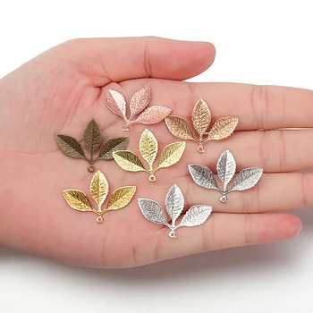 

20pcs Three Leaf Flower Motif Charms Pendants Hair Hoop Bracelet Necklace Charms Accessories for Jewelry Making Findings DIY