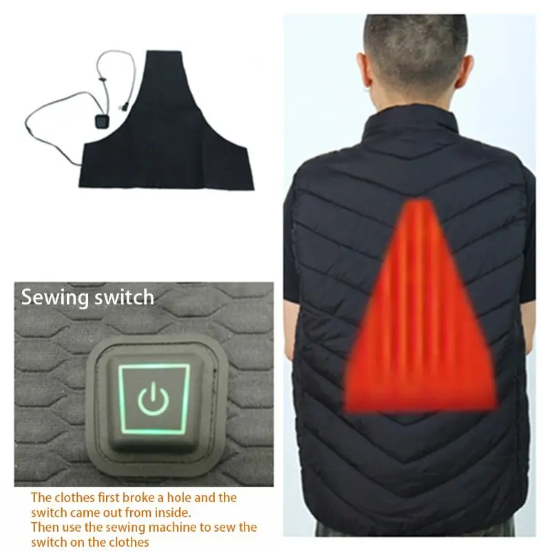 Washable Electric Heating Vest Pad Winter Warm Heated Alloy Fiber USB Back Pad